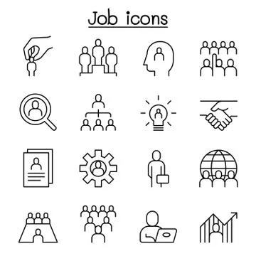 Human resources icon set in thin lines style Illustrazione stock