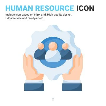 Human resources icon vector with flat color style isolated on white background Illustrazione stock