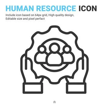 Human resources icon vector with outline style isolated on white background 스톡 일러스트