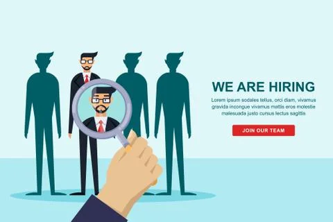 Human resources interview concept. Recruitment and hiring banner or poster de Stock Illustration