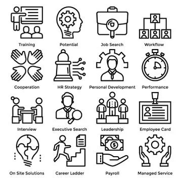 Human Resources Line Icon Pack Stock Illustration
