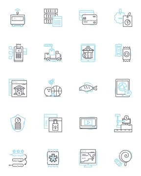 Human resources linear icons set. Recruitment, Training, Development, Retention Illustrazione stock