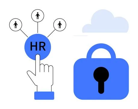 Human Resources Management and Data Security with Cloud Technology Illustrazione stock