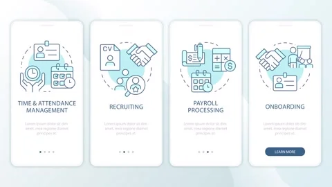 Human resources management animated onboarding mobile app screens Stock Footage 337777576