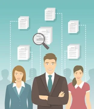 Human Resources Management Flat Concept 스톡 일러스트