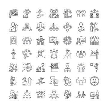 Human resources management linear icons, signs, symbols vector line illustration Stock Illustration