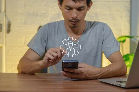 Human Resources Management Process with Mobile Technology Use Foto stock