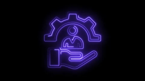 Human resources management software solution neon style abstract background Stock Footage 322975371