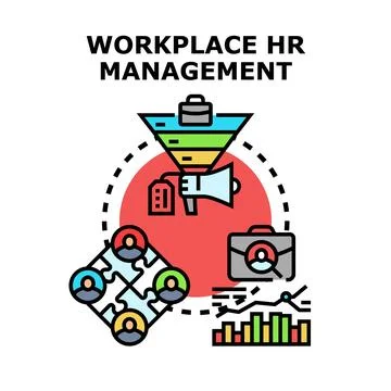Human resources management workplace activities concept illustration Illustrazione stock