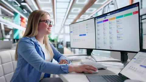 Human Resources Manager Carefully Reviewing Candidate Resumes Stock Footage 344712320