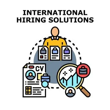 Human resources manager finding global hiring solutions Stock-Illustration