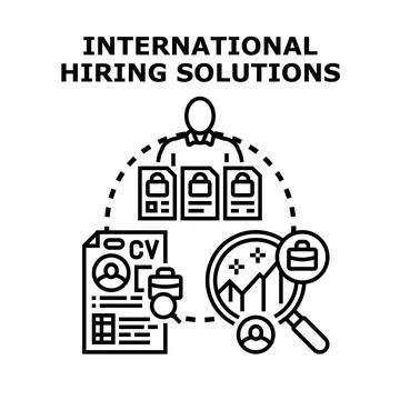 Human resources manager finding global hiring solutions Stock-Illustration