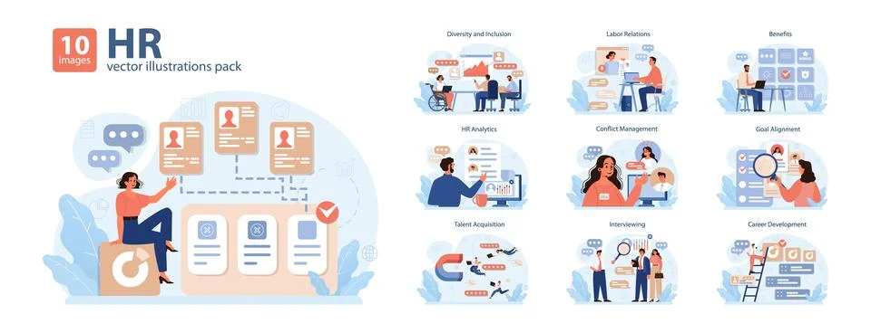 Human resources manager. HR agent competencies and professional Illustrazione stock