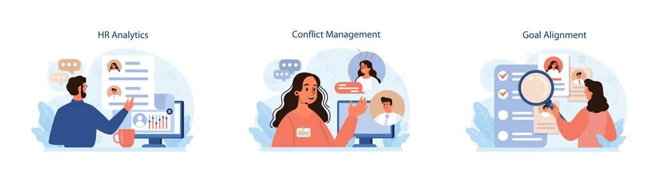 Human resources manager. HR agent competencies and professional Illustrazione stock