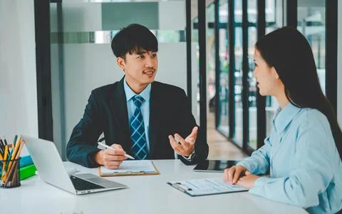Human Resources Manager Job interviews are being conducted with job seekers.. Stock Photos
