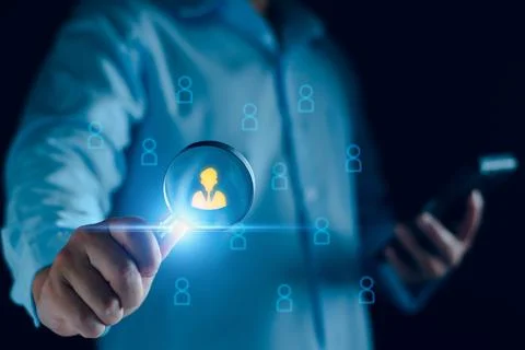 Human Resources. Manager looking candidate profile, effective management an.. Stock Photos