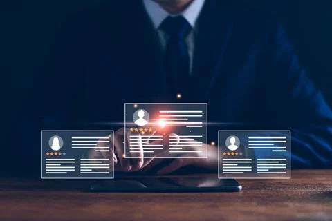 Human Resources. Manager looking candidate profile, effective management an.. Stock Photos