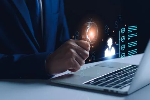 Human Resources. Manager looking candidate profile, effective management an.. Stock Photos
