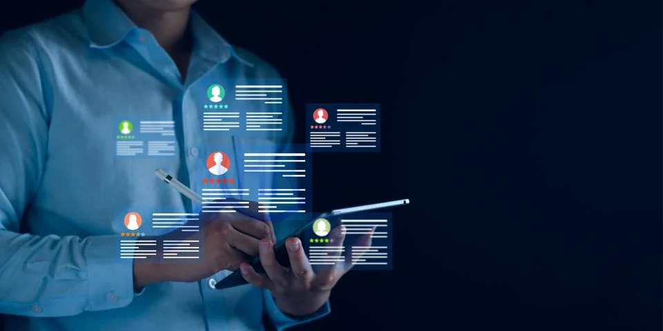 Human Resources. Manager looking candidate profile, effective management and  Stock Photos
