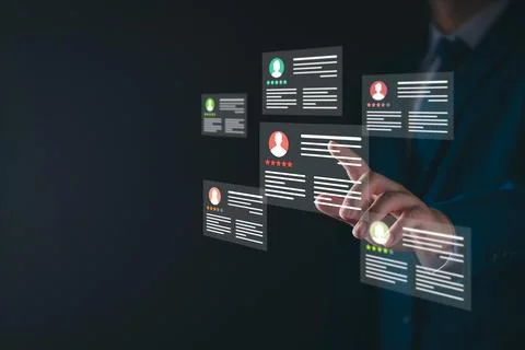 Human Resources. Manager looking candidate profile, effective management and  Stock Photos