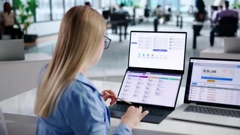 Human Resources Manager Reviews Candidate Profiles Stock Footage 344712279