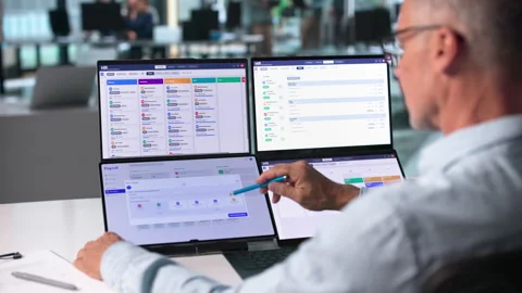 Human Resources Manager Reviews Candidate Profiles Stock Footage 345319567