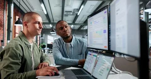 Human Resources Manager Uses Laptop Software To Review Employee Performance T Stock Photos