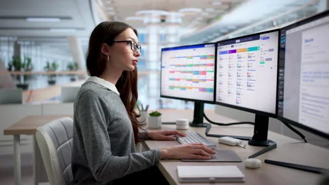 Human Resources Manager Using HR Software Stock Footage 335879821