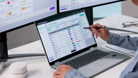 Human Resources Manager Using Laptop Stock Footage 337227403