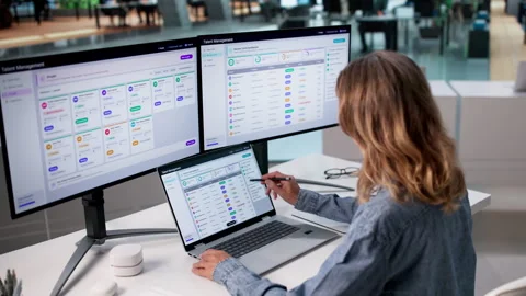 Human Resources Manager Using Laptop Stock Footage 337632962