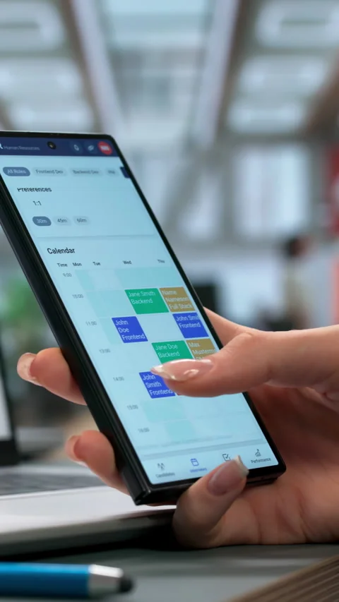 Human Resources Manager Using Laptop And Smartphone Stock Footage 343890133