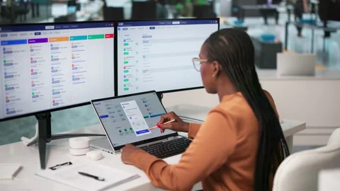 Human Resources Manager Using Payroll Software Stock Footage 338172651