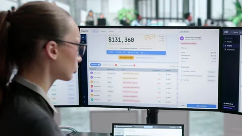 Human Resources Manager Using Payroll Software Stock Footage 343889215