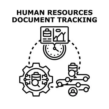 Human resources managing and digital document tracking system Stock Illustration