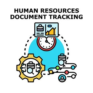 Human resources managing and digital document tracking system Stock Illustration