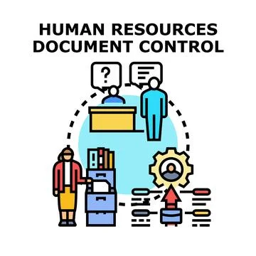 Human resources managing controlling employee information data Stock Illustration