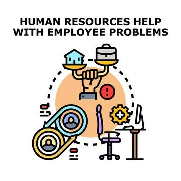 Human resources managing employee issues and work life balance Stock Illustration