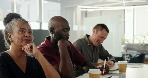 Human resources, meeting or team listen in boardroom, corporate training or cv Stock Footage 323900297