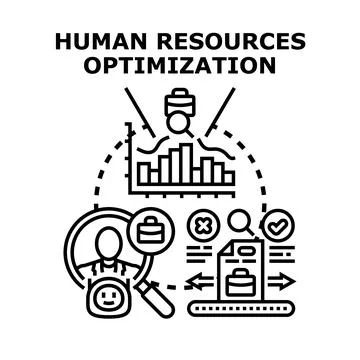 Human resources optimization process improving employee management Stock Illustration