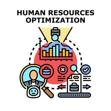 Human resources optimization process improving employee management Stock Illustration