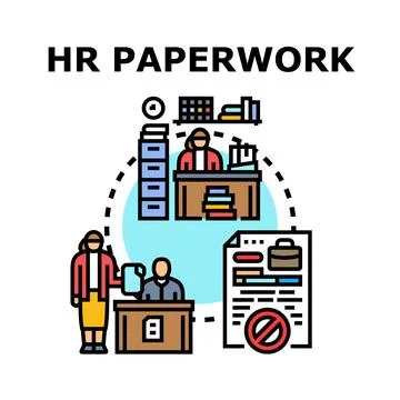 Human resources paperwork management and employee recruitment process イラスト素材