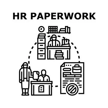 Human resources paperwork management and employee recruitment process Stock Illustration