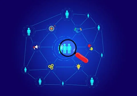 Human resources personnel analysis concept focused on goals, processes Illustrazione stock