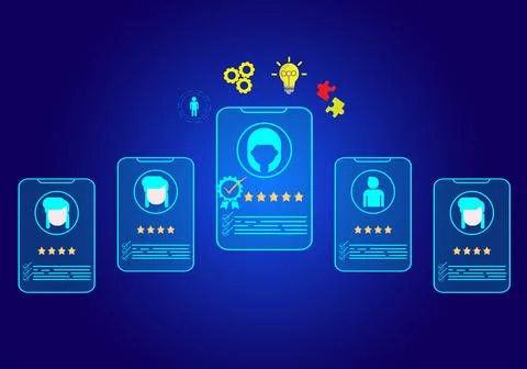 Human resources personnel analysis concept focused on goals, processes Illustrazione stock