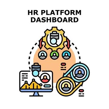 Human resources platform dashboard managing employee data and analytics Stock Illustration