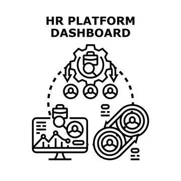 Human resources platform dashboard managing employee data and analytics Stock Illustration