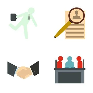 Human resources process with job search and interview symbols 스톡 일러스트