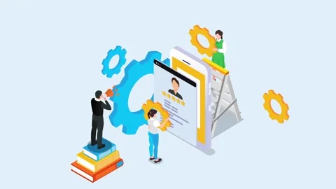 Human Resources Recruitment and Profile Optimization 3d animation cartoon Stock Footage 337945045
