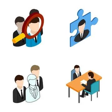 Human resources recruitment and selection process isometric concept Stockillustratie