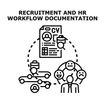 Human resources recruitment workflow documentation process Illustrazione stock